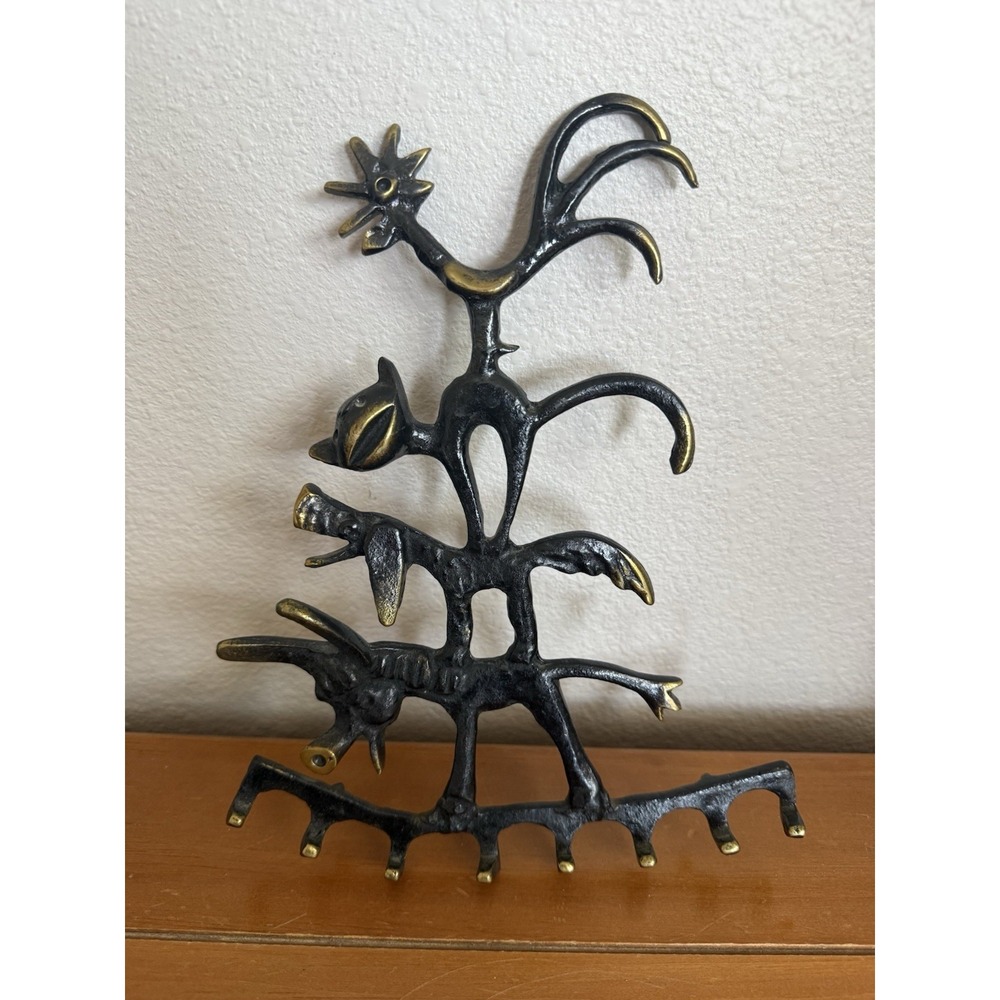 Vintage MCM Walter Bosse Ebonized Brass Key Holder "Bremen‎ Town Musicians"